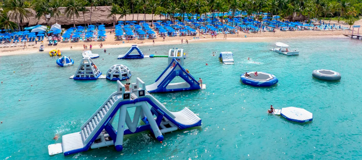 Azure waters and family-friendly fun.